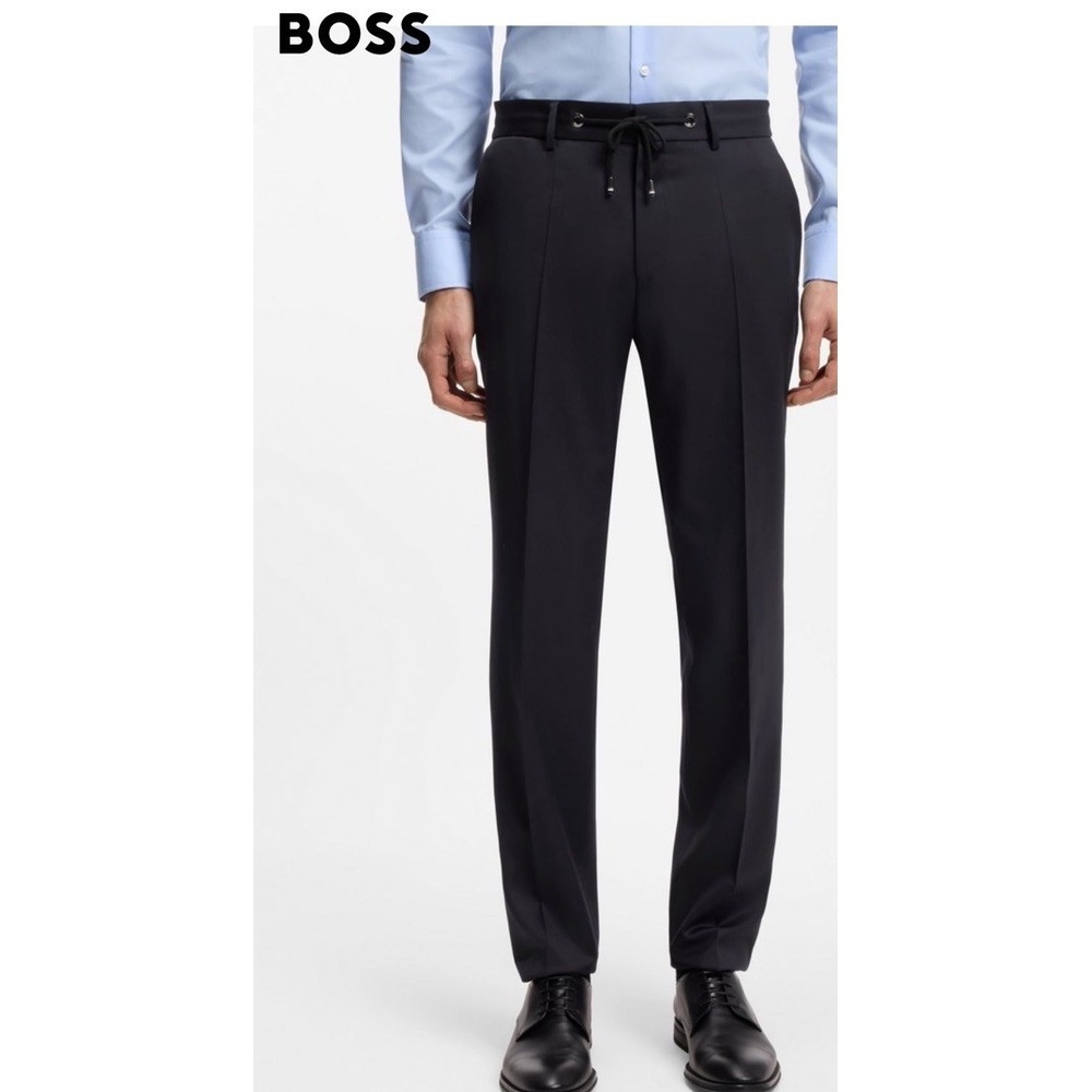 BOSS ONE SLIM-FIT PANTS IN VIRGIN-WOOL SERGE NWT With FLAWS DIY SIZE 42R